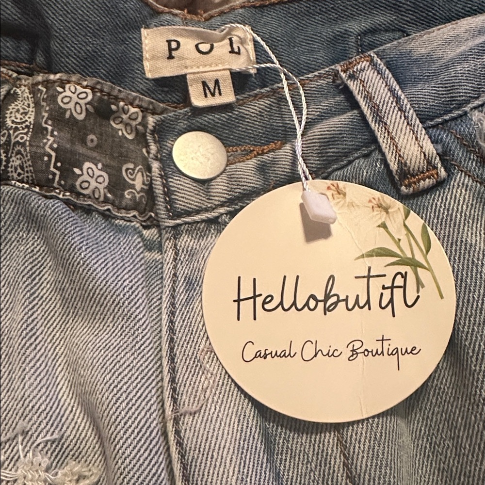 NEW POL Light Blue Patchwork Jeans! SZ Med - Picture 13 of 16